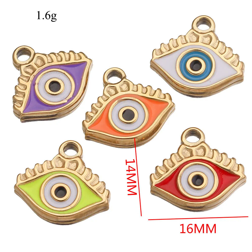 1 Piece Colorful Series Classic Eye Shape Stainless Steel Waterproof Women's Pendants Picture3