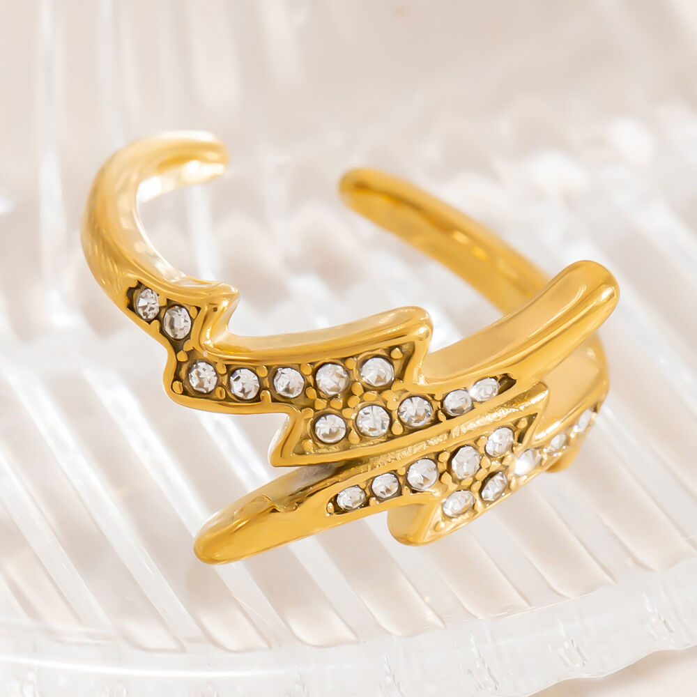 Designable Series Lightning roestvrijstalen waterdichte statement ringen in goudkleur