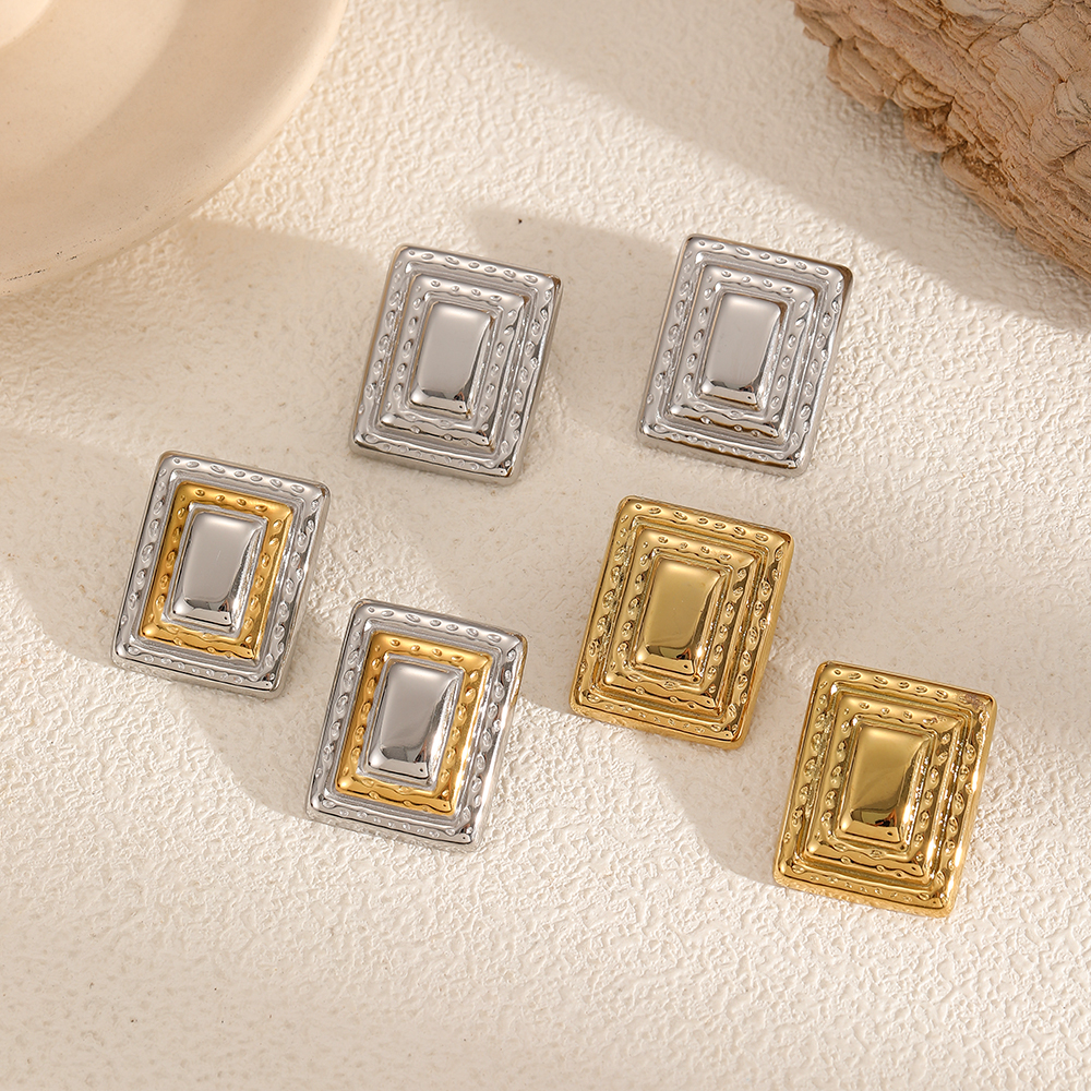  style stainless steel gold color stud earrings