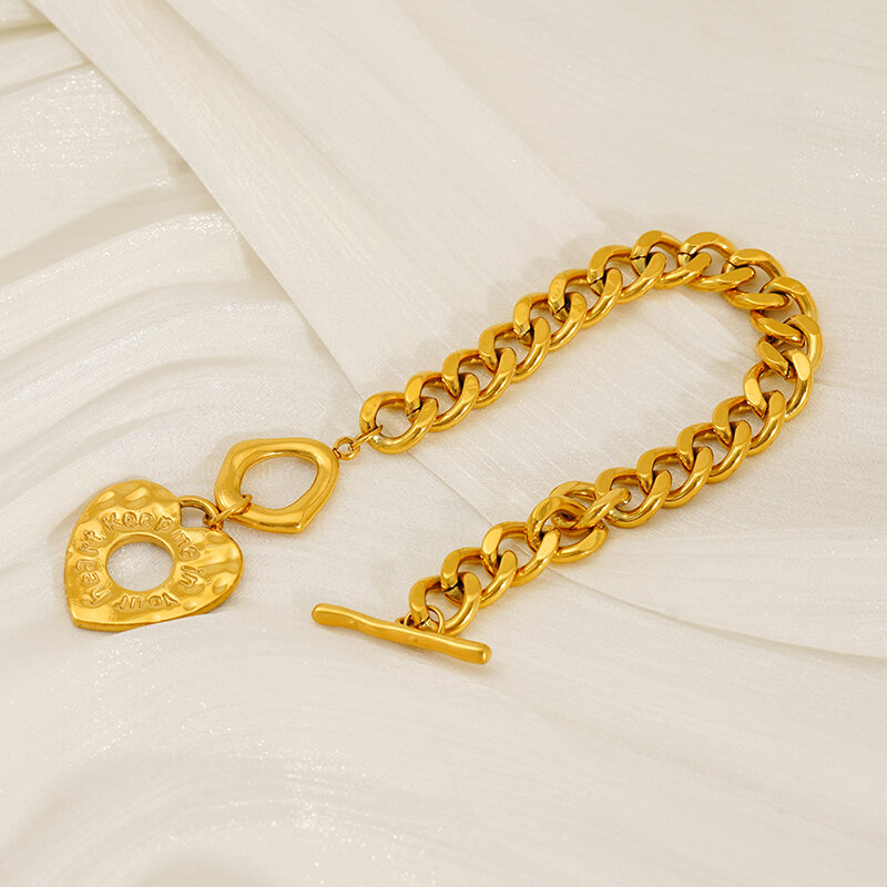 Herzförmige Armbänder aus Edelstahl, wasserdicht, goldfarben h5 Bild6