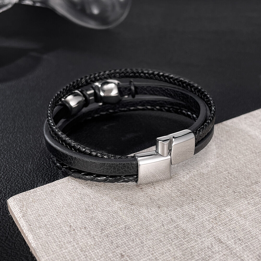 Braccialetti da uomo in pelle di leopardo, 1 pezzo h5Immagine3