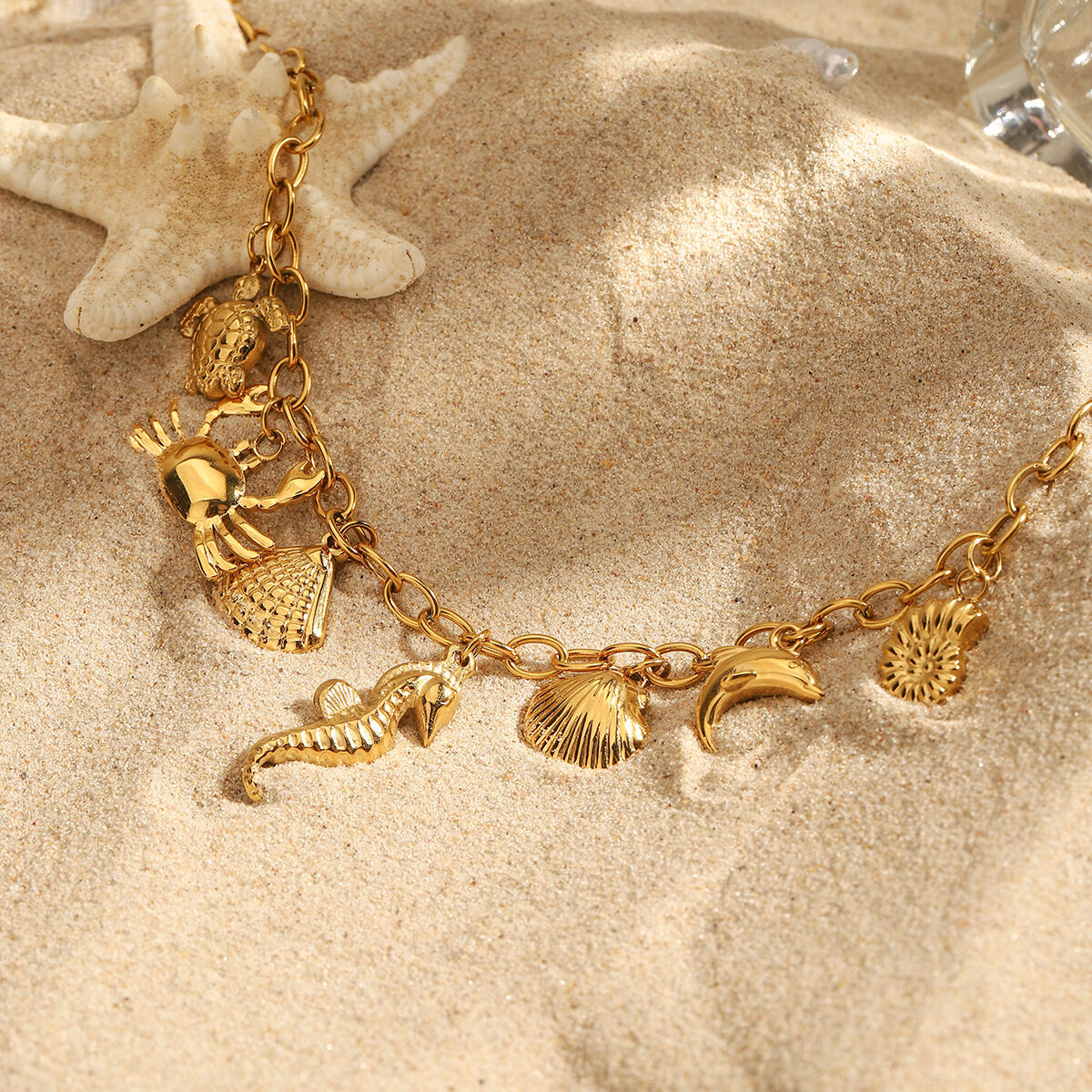 Oceanic Stainless Steel Waterproof Gold Color Pendant Necklace Picture3