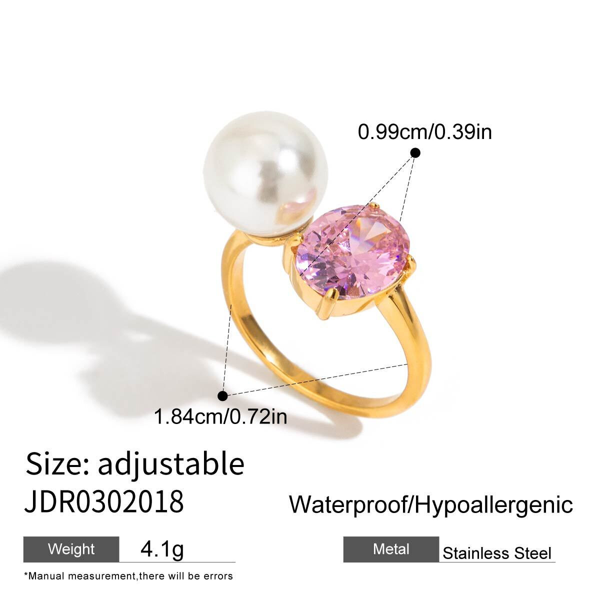 Retro-Ringe aus wasserdichtem Edelstahl in Goldfarbe mit Edelsteinen 