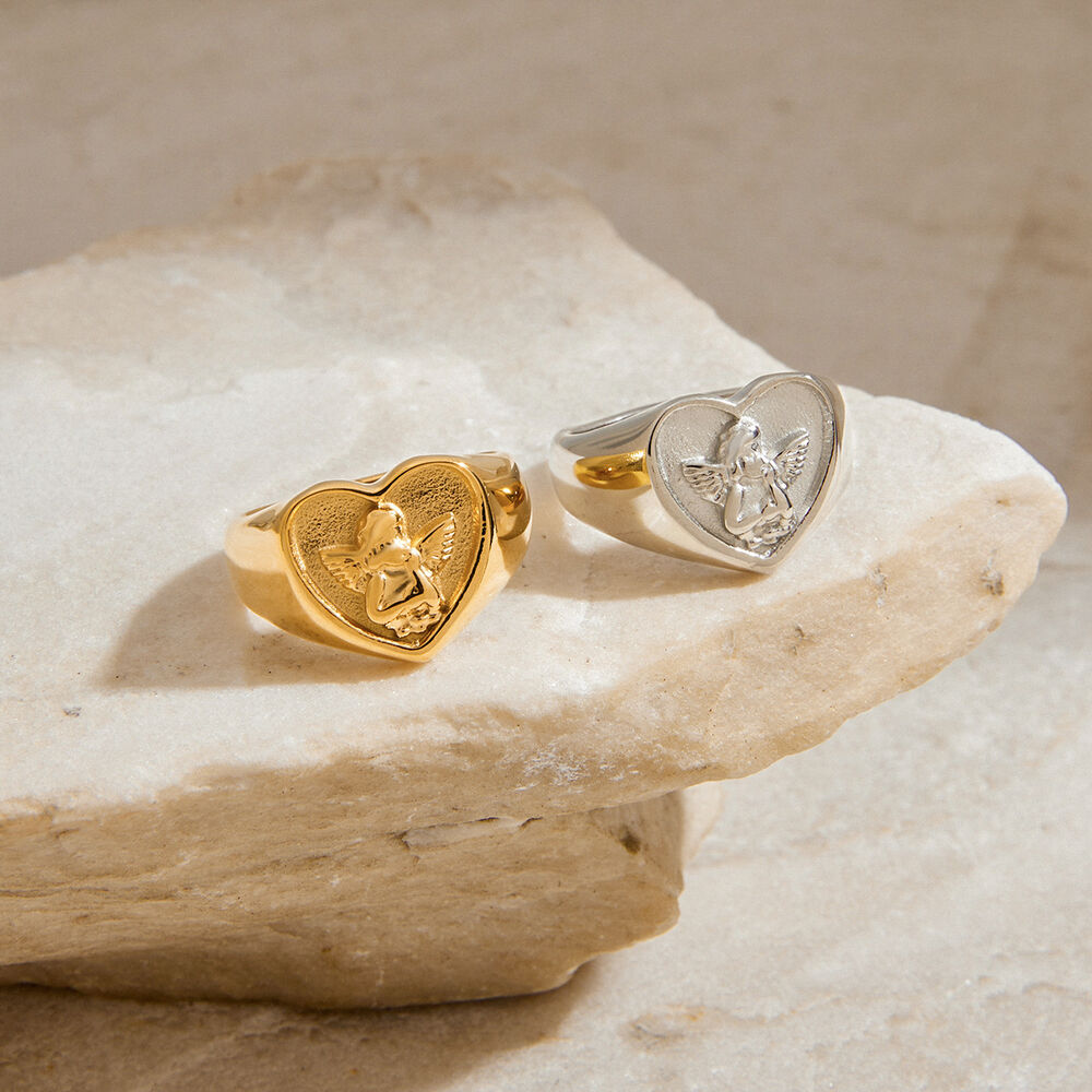 style herz engel edelstahl gold farbe statement ringe h5Bild5