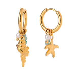 1 Pair Oceanic Stainless Steel Waterproof Gold Color Drop Earrings h5 Picture5
