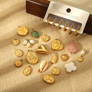 Vintage Cross Heart Gold Stainless Steel Waterproof DIY Accessories h5 Picture2