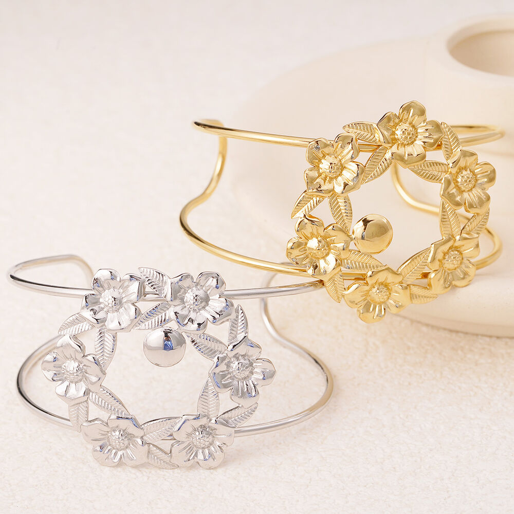 1 stuk verfijnde serie natuurlijke bloem lichtgewicht roestvrij staal waterdicht goudkleurige damesarmband h5Afbeelding6