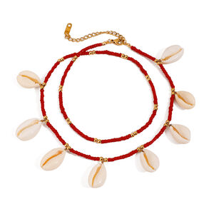 Cavigliere da donna in acciaio inossidabile color oro con conchiglia, serie semplice, stile bohémien, 1 pezzo h5 Immagine5