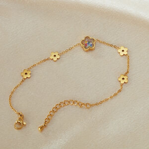 1 Stück Designable Series Daily Flower Edelstahl wasserdicht goldfarbenes Damen-Charm-Armband h5 Bild2