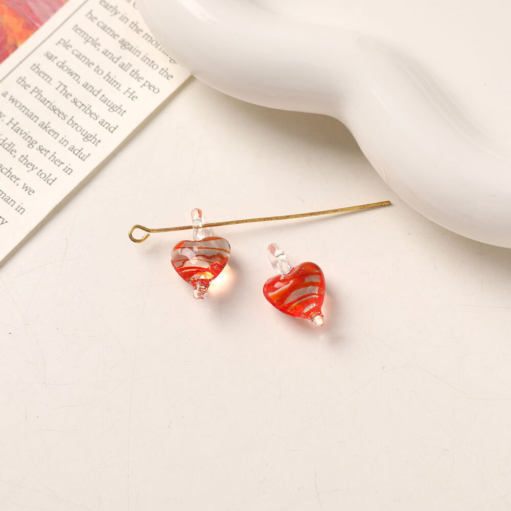 1 Piece Stripe Heart Glass DIY Women's Pendants