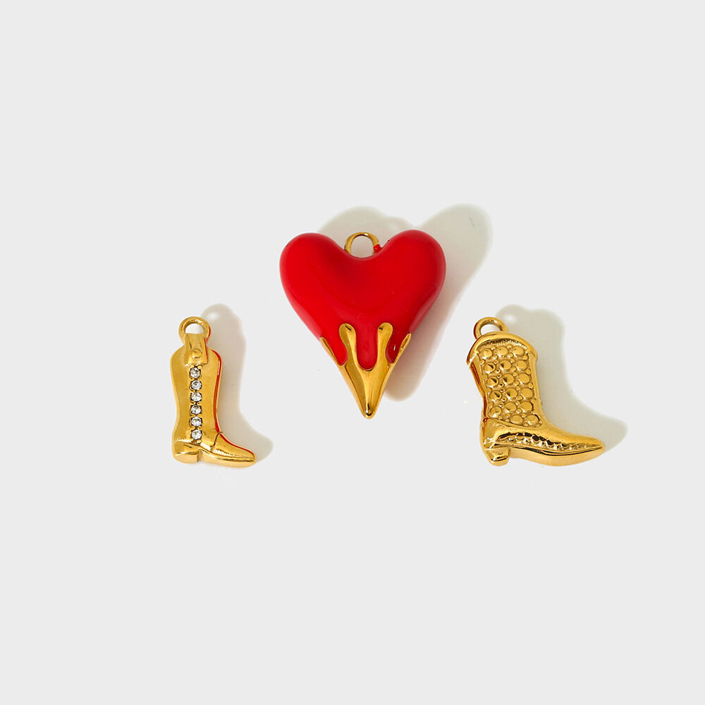 Retro Heart Stainless Steel Waterproof  Gold Color Pendant Picture5