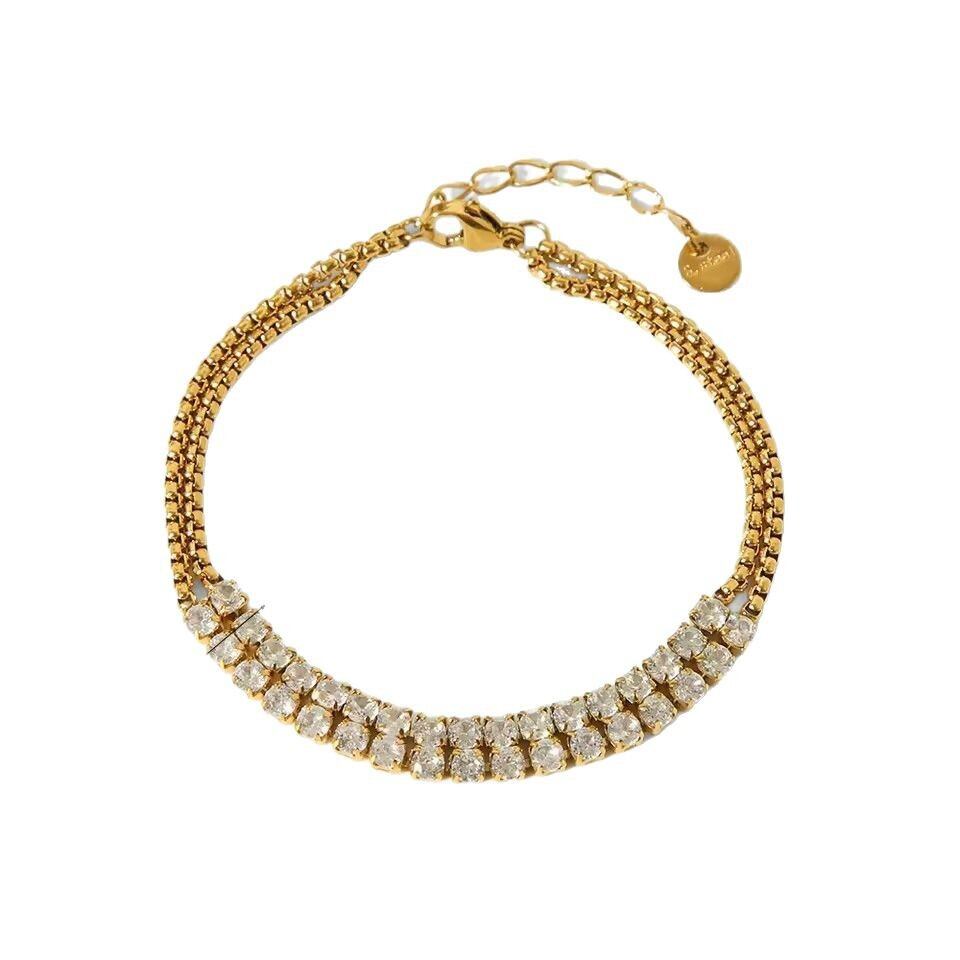 Light Luxury Design - Oriented Gem - inlaid Stainless Steel Waterproof Women's Bracelets h5 Picture5