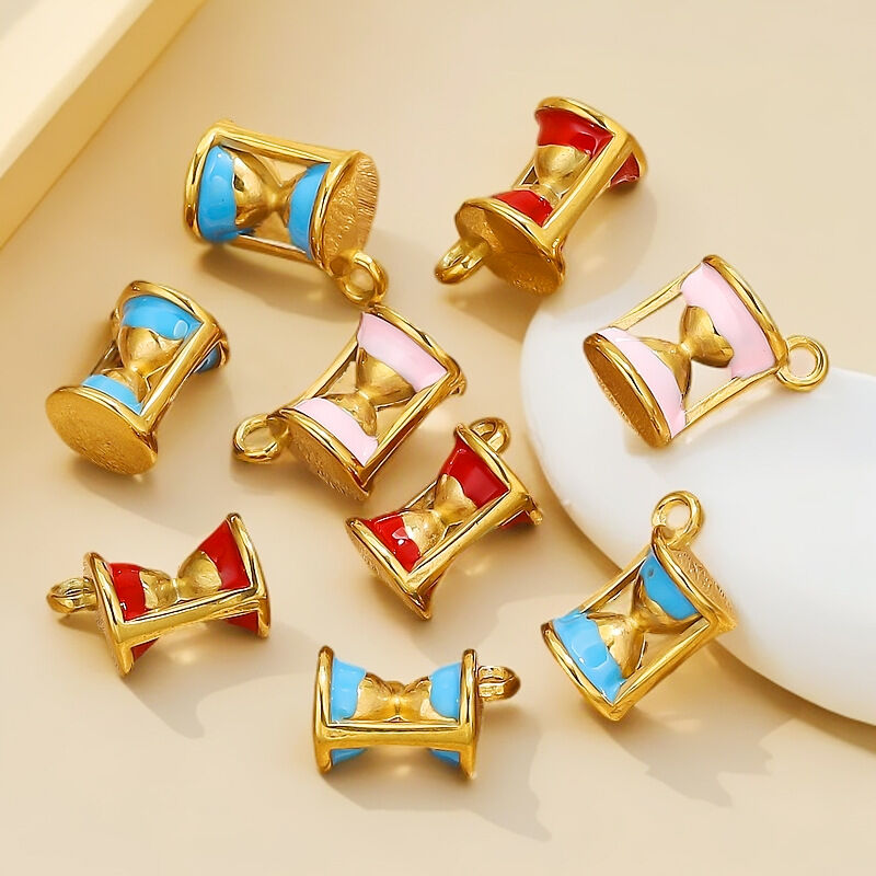 1 Piece Delicate Series Sand Clock Stainless Steel Waterproof Gold Color Women's Pendants