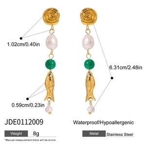 Oceanic Stainless Steel Waterproof Gold Color Drop Earrings h5 Picture2