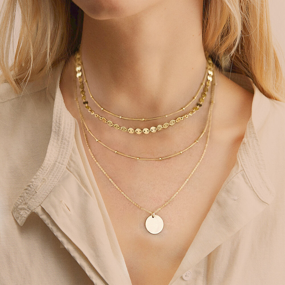 Light Luxury Multi - layer Chain Gold - colored Stainless Steel Waterproof Women's Necklaces