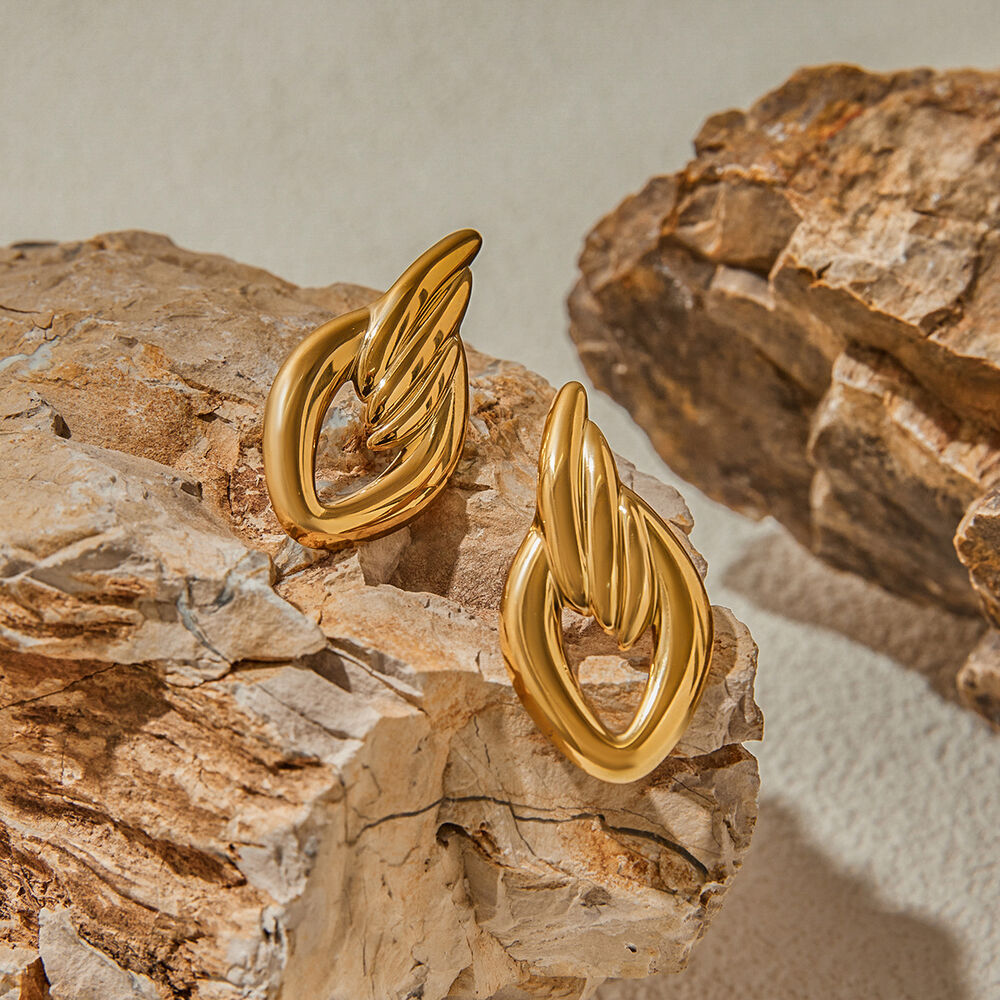 style geometric stainless steel gold color stud earrings h5Picture5