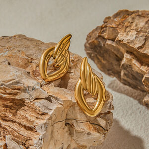 style geometric stainless steel gold color stud earrings h5 Picture5
