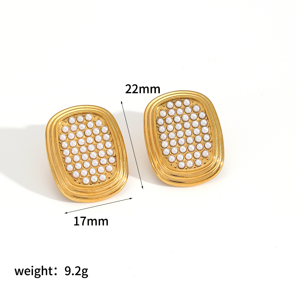 Luxurious Stainless Steel Waterproof Gold Color Stud Earrings h5 