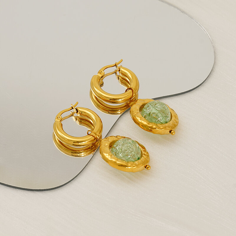Stainless Steel Waterproof Gold Color Drop Earrings 2