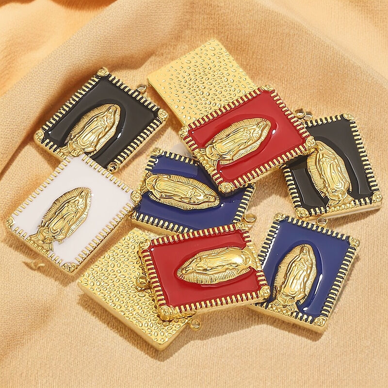 1 Piece Madonna Pattern Stainless Steel Waterproof Gold Color Women's Pendants Picture5