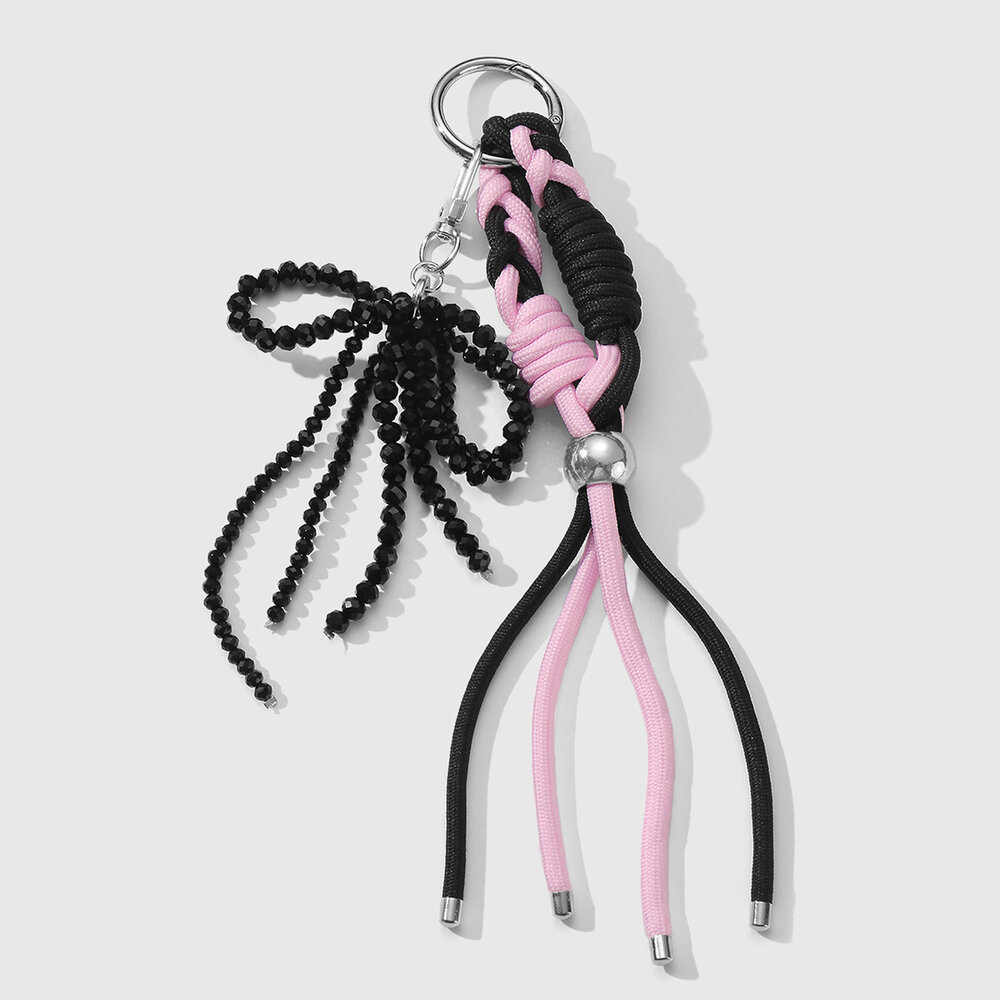 Breloques de sac pour femme en forme de nœud papillon perlé