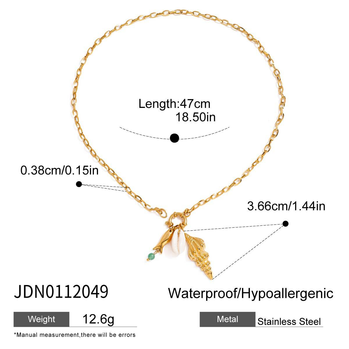 Oceanic Edelstahl-Anhänger, wasserdicht, goldfarben Bild2