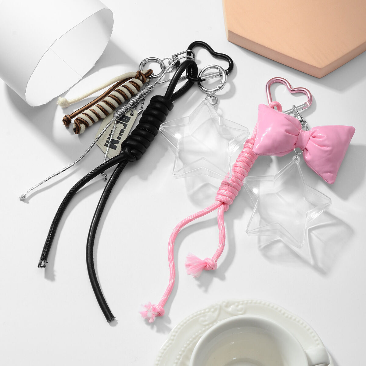 1 Piece Fashion Leather Bow Star Organizer DIY Bag Charms