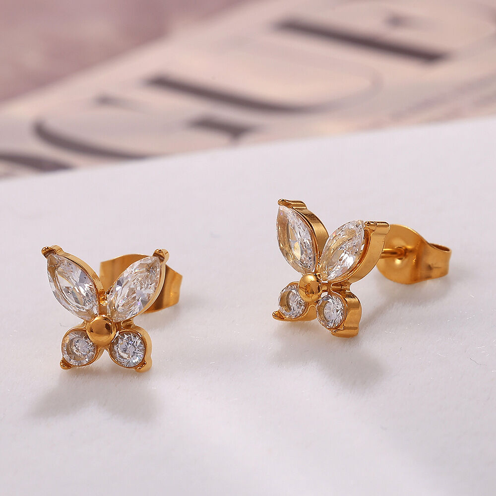 1 Pair Butterfly Stainless Steel Gold Color  Stud Earrings Picture2
