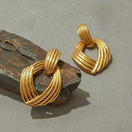 style geometric stainless steel gold color drop earrings