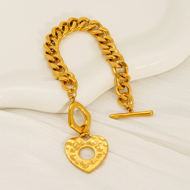 Herzförmige Armbänder aus Edelstahl, wasserdicht, goldfarben h5 Bild3