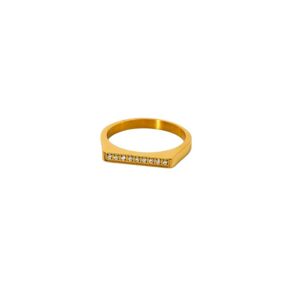 Schlichter, eleganter, wasserdichter Damenring aus goldfarbenem Edelstahl Bild5