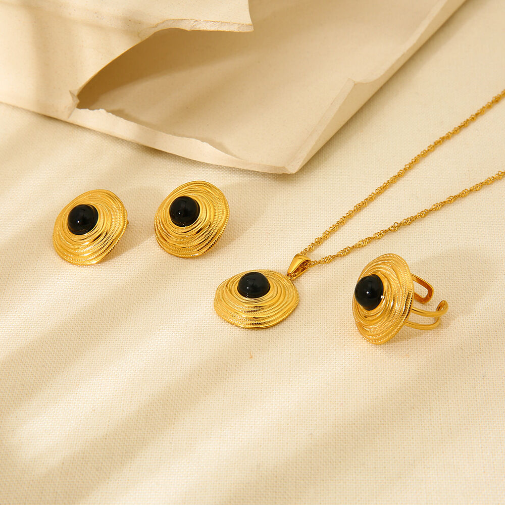 Simplicity Series Gold Color Stainless Steel Waterproof Women's Jewelry Sets 2