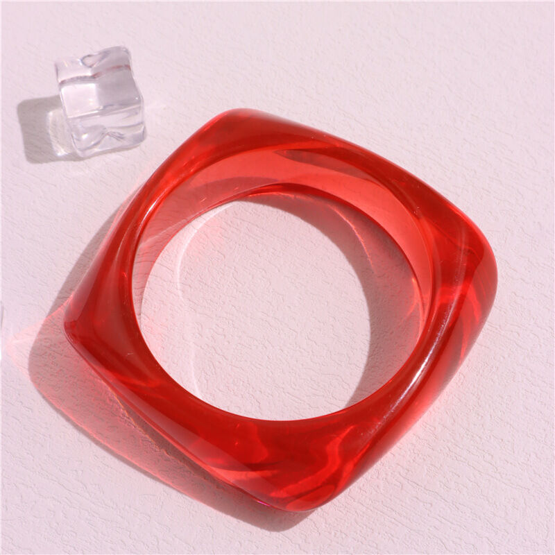 Braccialetti da donna in resina geometrica retrò, serie semplice, 1 pezzo h5Immagine4