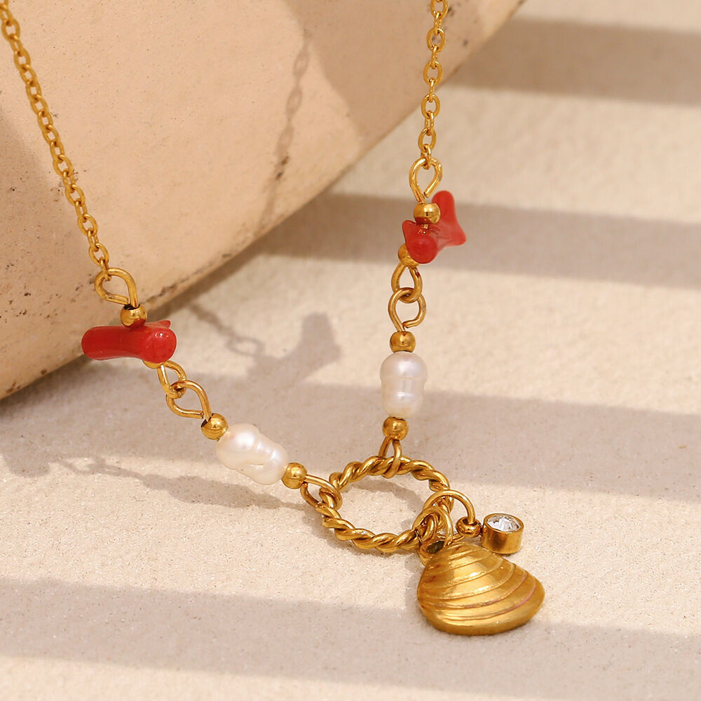 Vacation Stainless Steel Waterproof Gold Color Pendant Necklaces 2