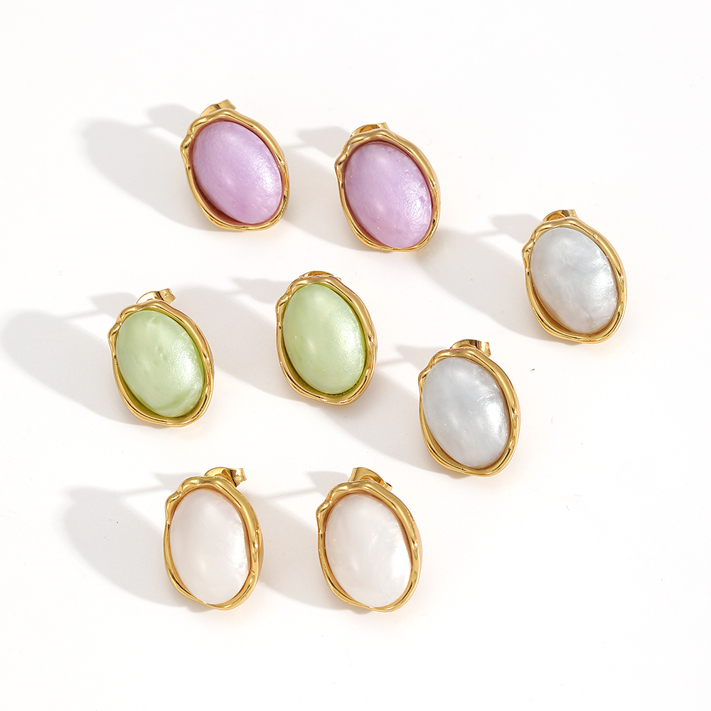 Stainless Steel Waterproof Gold Color Stud Earrings Picture3