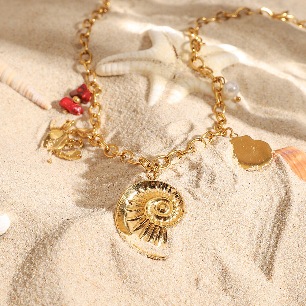 Waterdichte ketting met gouden hanger van roestvrij staal. h5 Afbeelding4