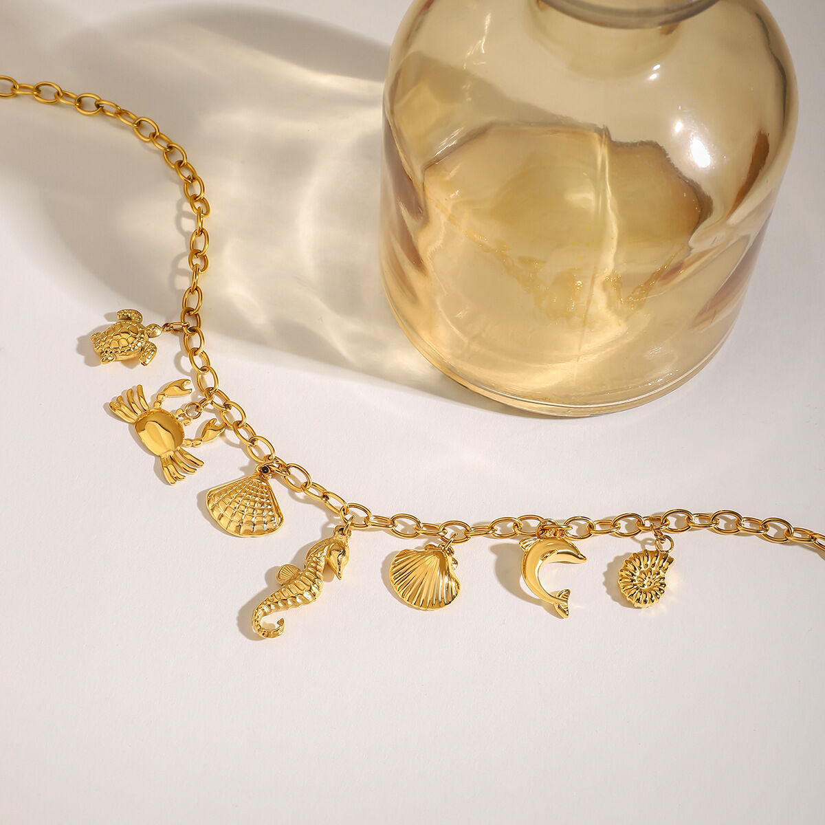 Oceanic Stainless Steel Waterproof Gold Color Pendant Necklace h5 Picture4