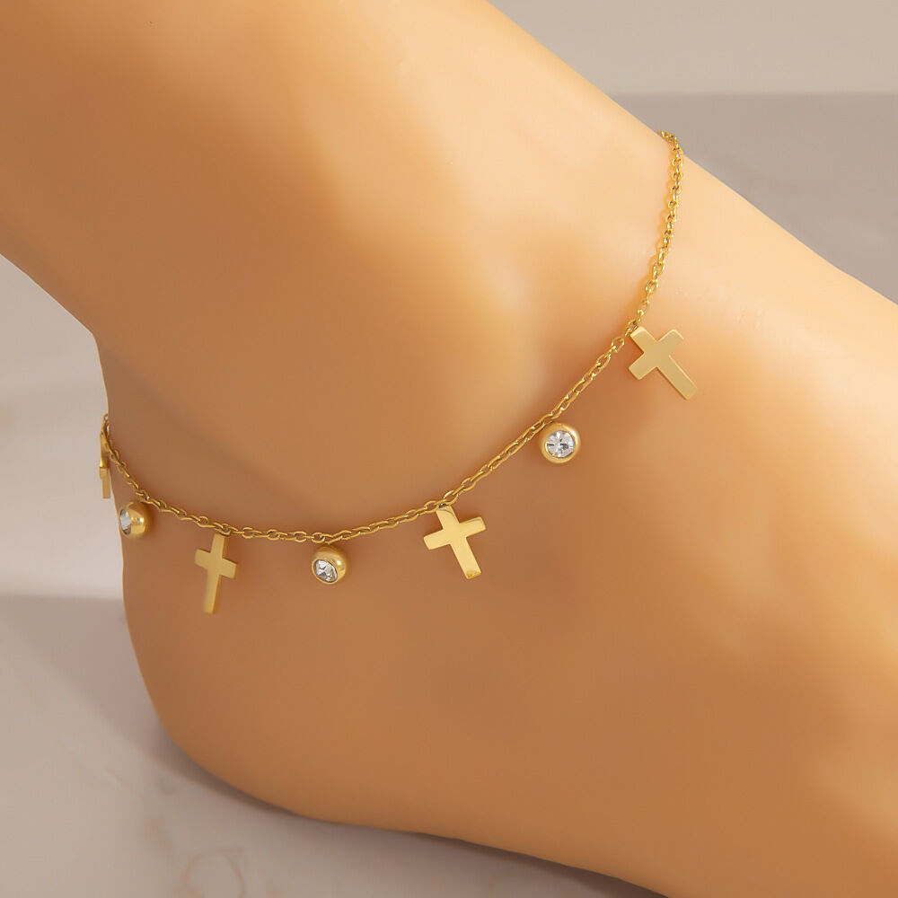 Heart Stainless Steel Waterproof Gold Color Anklets h5Picture3