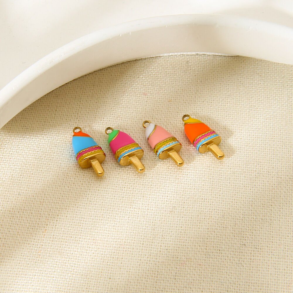 Cute Colored Enamel - Dripping Ice - cream DIY Stainless Steel Waterproof Pendant Picture2
