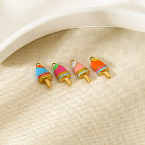 Cute Colored Enamel - Dripping Ice - cream DIY Stainless Steel Waterproof Pendant h5 Picture2