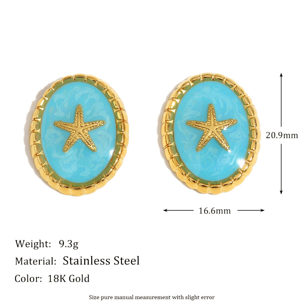Pendientes vintage de acero inoxidable con diseño de estrella de mar, ligeros y lujosos, resistentes al agua, para mujer. Imagen2