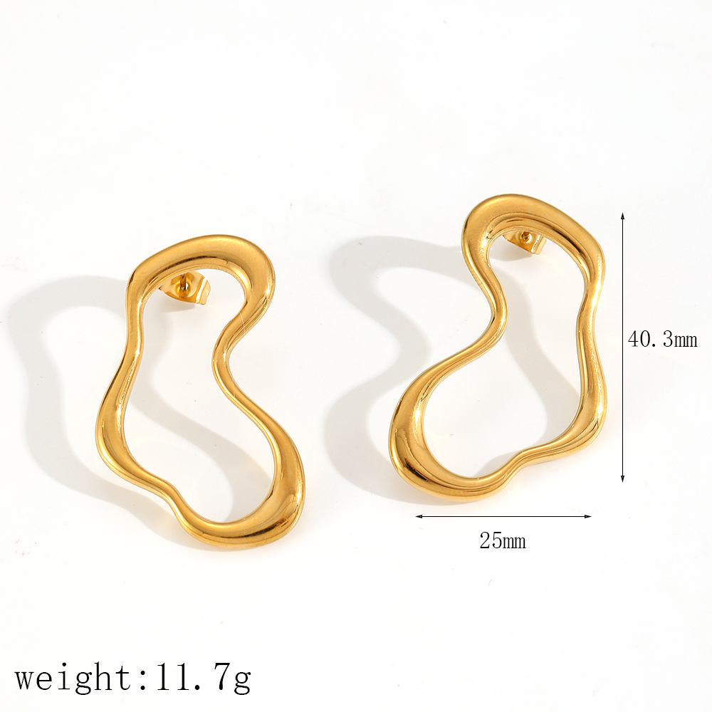 Geometric Daily Stainless Steel Waterproof Gold Color Women's Stud Earrings h5 