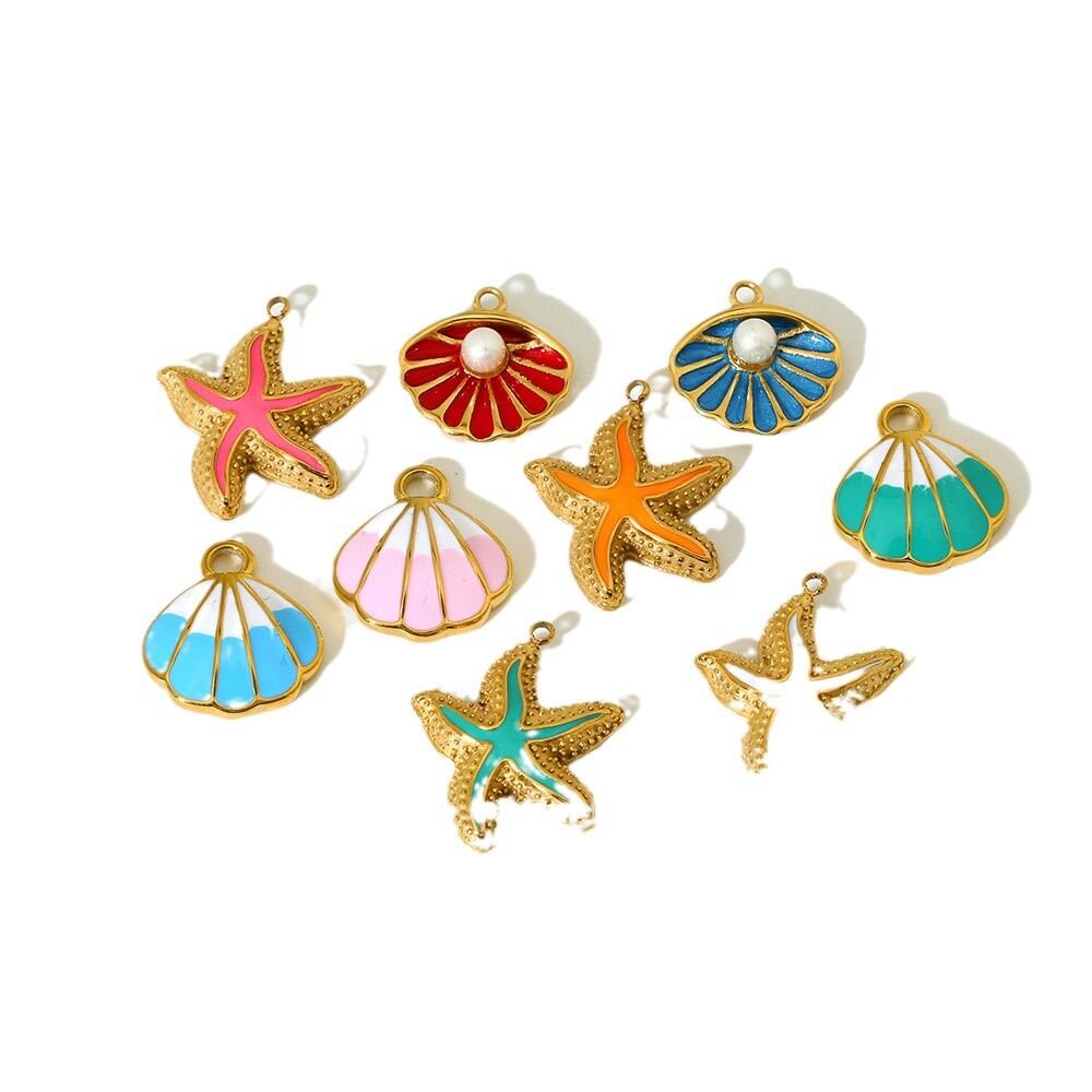 Starfish Stainless Steel Waterproof Gold Color Pendant 2