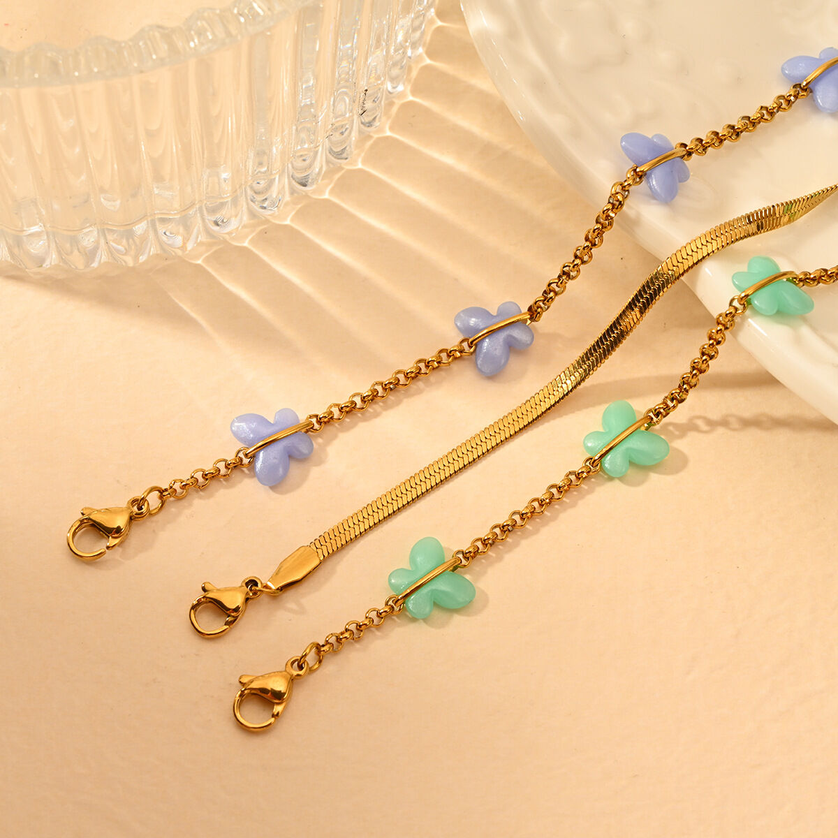 Romantic Sweet Butterfly Stainless Steel Waterproof Gold Color Women's Anklets Picture3