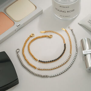 Klassisches Perlenarmband aus Edelstahl, wasserdicht, goldfarben, für Damen h5 Bild8