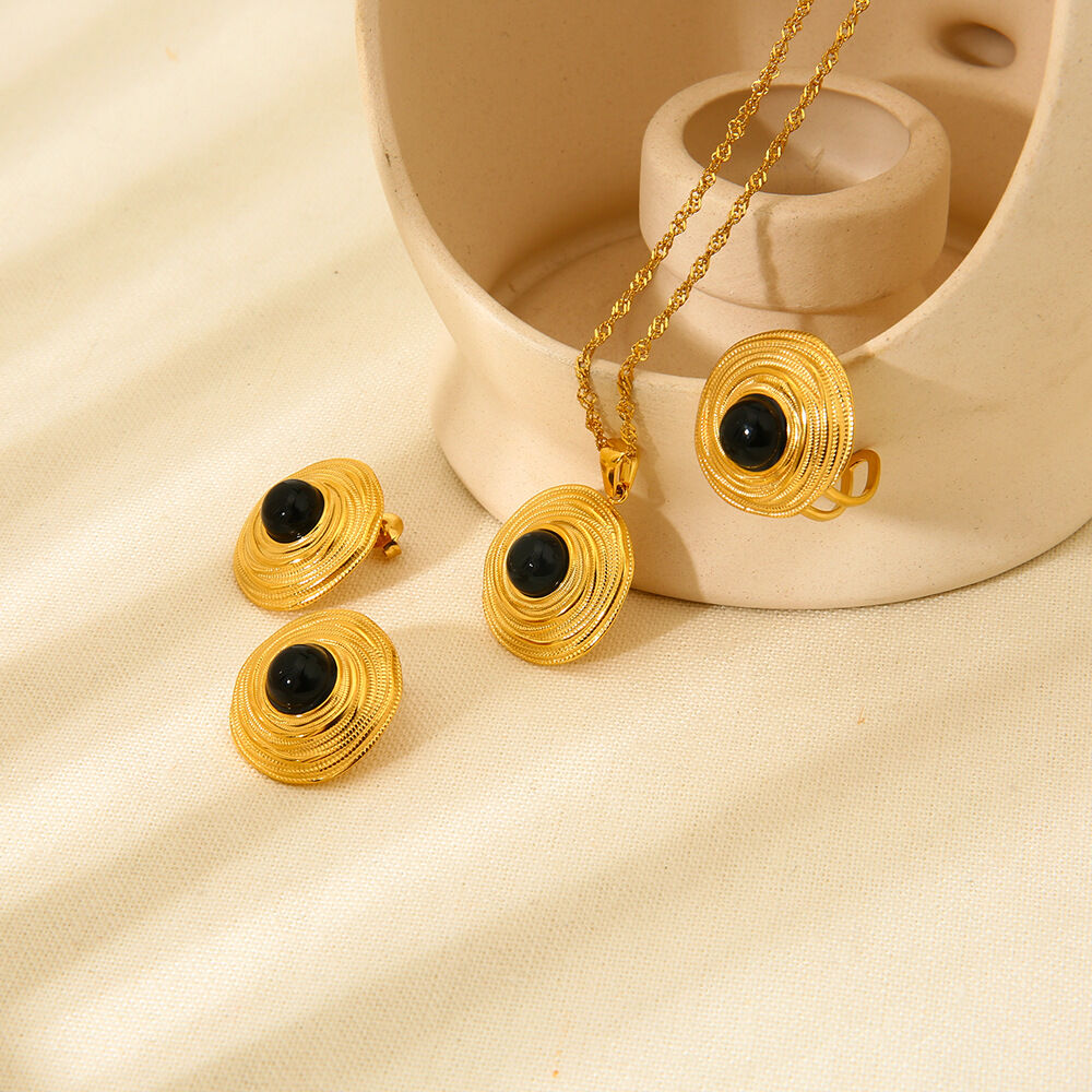 Simplicity Series Gold Color Stainless Steel Waterproof Women's Jewelry Sets