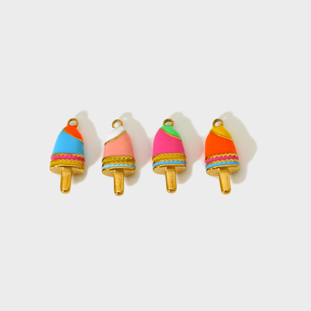 Cute Colored Enamel - Dripping Ice - cream DIY Stainless Steel Waterproof Pendant Picture4