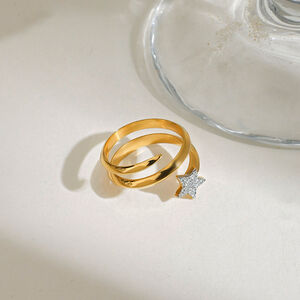 Schlichter, wasserdichter, minimalistischer Edelstahlring in Goldfarbe h5 Bild5