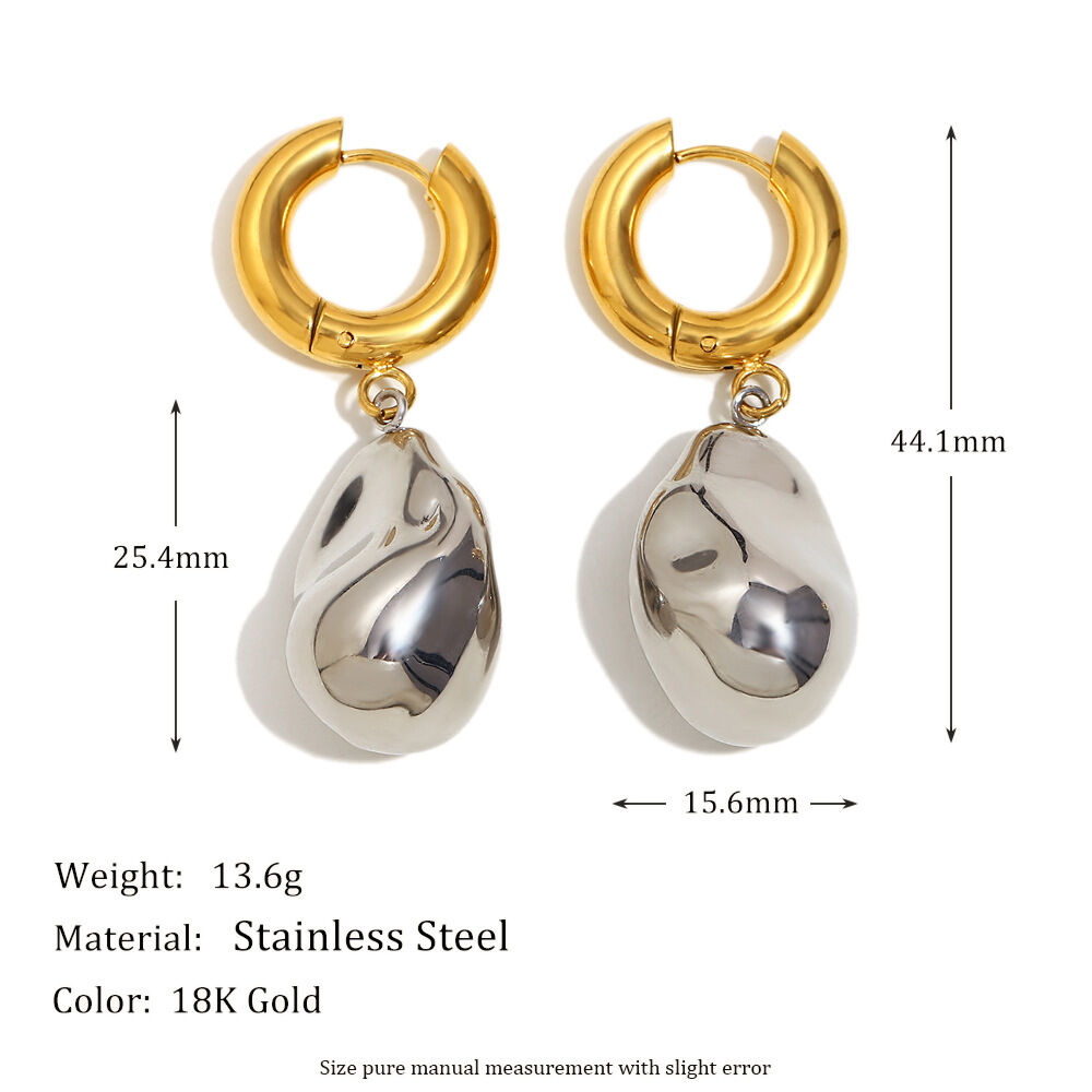 Orecchini da donna in acciaio inossidabile color oro, leggeri ed eleganti Immagine2