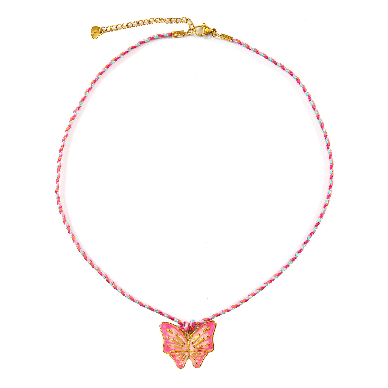 Collane con ciondolo da donna in corda di cotone con croce in acciaio inossidabile impermeabile color oro Immagine5